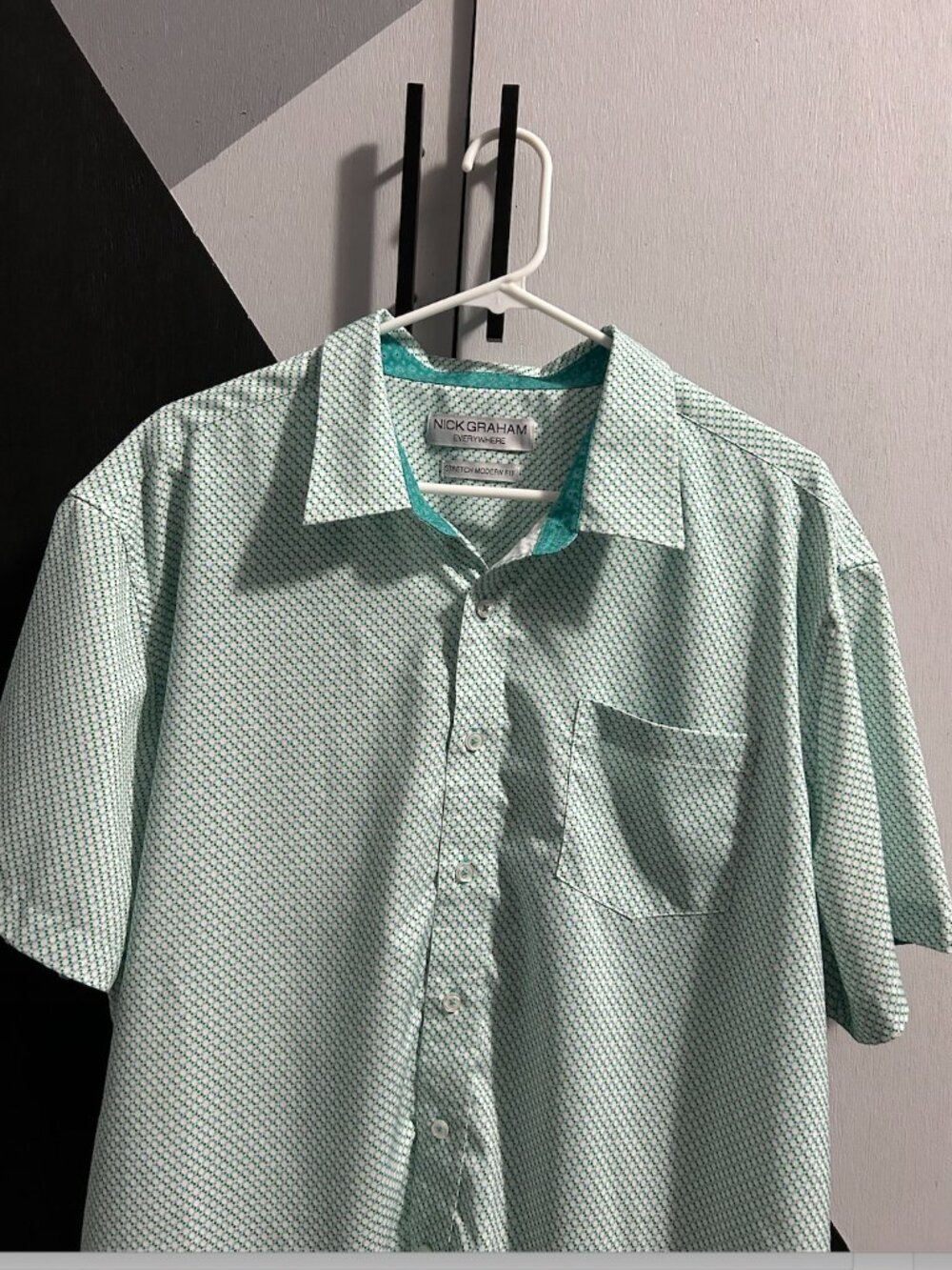 Nick Graham Mens Everywhere Stretch Modern Fit Dot Print Button Down Size 2X